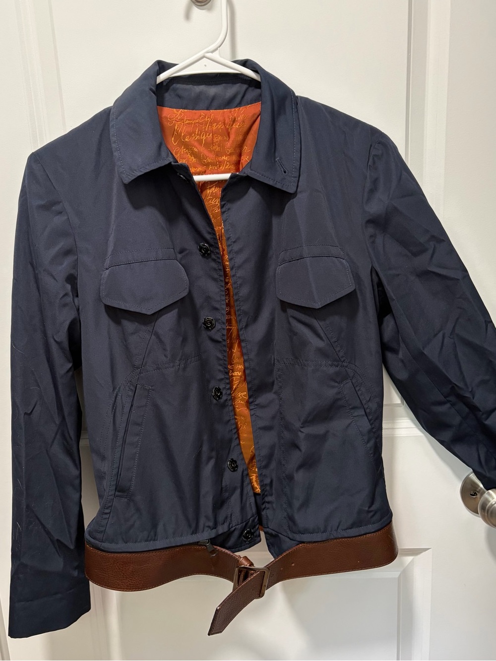 Jean Paul Gaultier Women’s Navy Bomber Jacket with Brown Belt